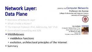 Network Layer Data Plane Overview of Network Layer