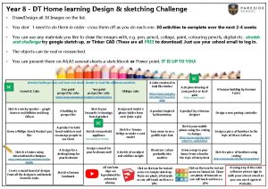 Year 8 DT Home learning Design sketching Challenge