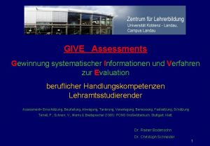 GIVE Assessments Gewinnung systematischer Informationen und Verfahren zur