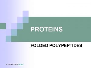 PROTEINS FOLDED POLYPEPTIDES 2007 Paul Billiet ODWS PRIMARY