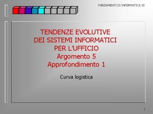 FONDAMENTI DI INFORMATICA III TENDENZE EVOLUTIVE DEI SISTEMI