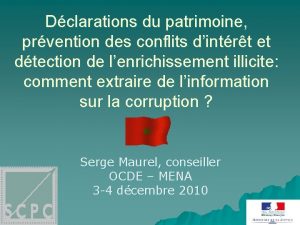 Dclarations du patrimoine prvention des conflits dintrt et