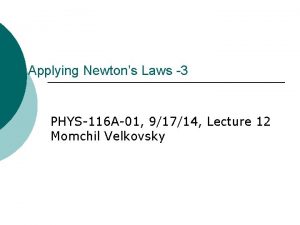 Applying Newtons Laws 3 PHYS116 A01 91714 Lecture