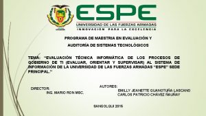 PROGRAMA DE MAESTRIA EN EVALUACIN Y AUDITORA DE