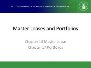 Master Leases and Portfolios Chapter 13 Master Lease