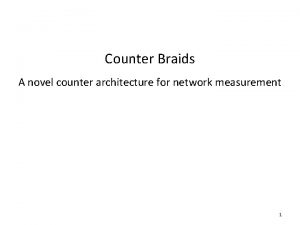 Counter Braids A novel counter architecture for network