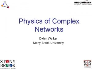 Physics of Complex Networks Dylan Walker Stony Brook