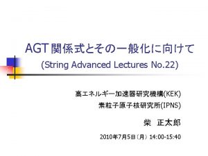 Contents 1 Gaiottos discussion 2 AGT relation for