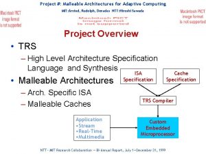 Project Malleable Architectures for Adaptive Computing MIT Arvind
