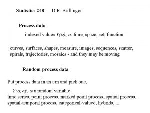 Statistics 248 D R Brillinger Process data indexed