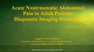 Acute Nontraumatic Abdominal Pain in Adult Patient Diagnostic