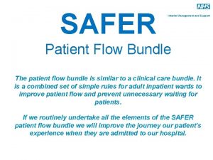 SAFER Patient Flow Bundle The patient flow bundle