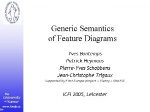Generic Semantics of Feature Diagrams Yves Bontemps Patrick
