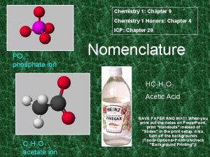 Chemistry 1 Chapter 9 Chemistry 1 Honors Chapter