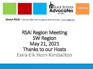 RSAI Region Meeting SW Region May 21 2021