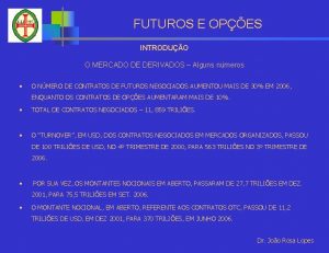 FUTUROS E OPES INTRODUO O MERCADO DE DERIVADOS