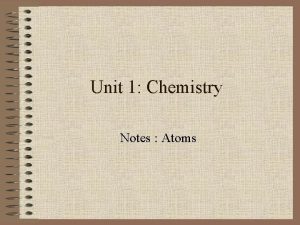 Unit 1 Chemistry Notes Atoms Atoms An atom