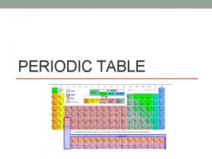 PERIODIC TABLE Arrangement Mendeleev arranged the first periodic