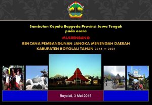 Sambutan Kepala Bappeda Provinsi Jawa Tengah pada acara