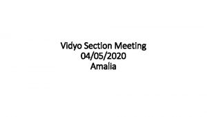Vidyo Section Meeting 04052020 Amalia General Information Last