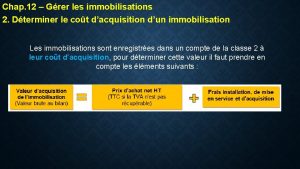 Chap 12 Grer les immobilisations 2 Dterminer le