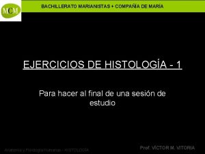 BACHILLERATO MARIANISTAS COMPAA DE MARA EJERCICIOS DE HISTOLOGA