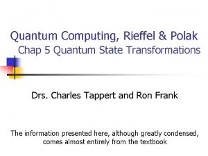 Quantum Computing Rieffel Polak Chap 5 Quantum State