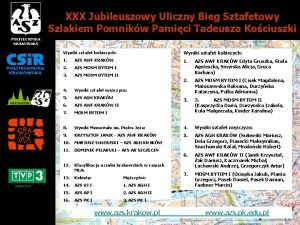 XXX Jubileuszowy Uliczny Bieg Sztafetowy Szlakiem Pomnikw Pamici