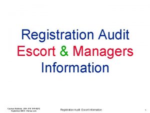 Registration Audit Escort Managers Information Cayman Systems USA