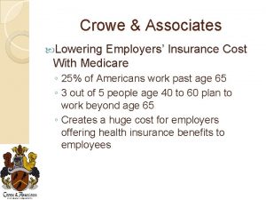 Crowe Associates Lowering Employers Insurance Cost With Medicare