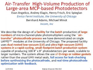 AirTransfer HighVolume Production of Largearea MCPbased Photodetectors Evan