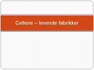 Cellene levende fabrikker Hvordan kan vi se celler