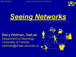 Barry Wellman www chass utoronto cawellman Seeing Networks