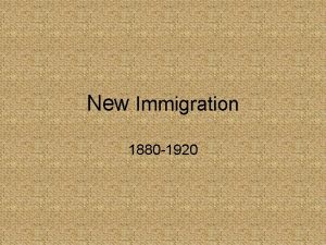 New Immigration 1880 1920 Immigration 1880 1924 More