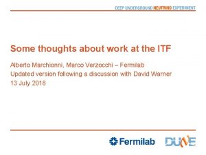 Some thoughts about work at the ITF Alberto