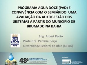 PROGRAMA GUA DOCE PAD E CONVIVNCIA COM O