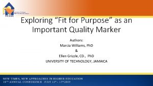 Exploring Fit for Purpose as an Important Quality