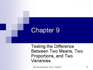 Chapter 9 Testing the Difference Between Two Means