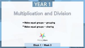 YEAR 1 Multiplication and Division Make equal groups