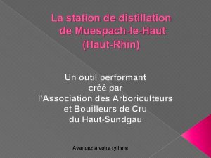 La station de distillation de MuespachleHaut HautRhin Un