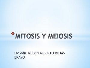 Lic edu RUBEN ALBERTO ROJAS BRAVO La mitosis