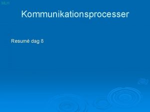 MLH Kommunikationsprocesser Resum dag 8 MLH Kommunikationsprocesser Frsljningsteknik