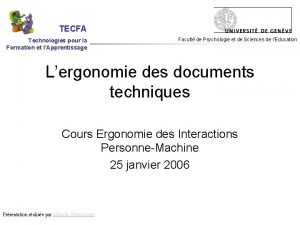 TECFA Technologies pour la Formation et lApprentissage Facult