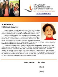 https hhrecny org Arlette Baker Holocaust Survivor Arlette