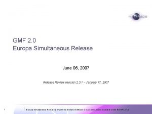 GMF 2 0 Europa Simultaneous Release June 06