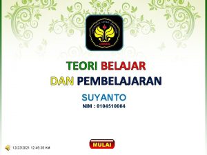 TEORI BELAJAR DAN PEMBELAJARAN SUYANTO NIM 0104510004 12232021