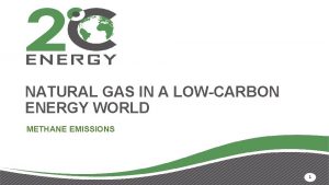 NATURAL GAS IN A LOWCARBON ENERGY WORLD METHANE