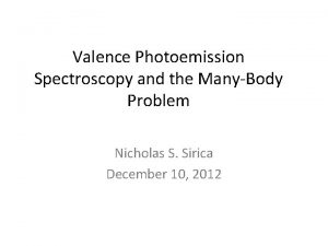 Valence Photoemission Spectroscopy and the ManyBody Problem Nicholas