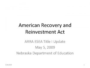 American Recovery and Reinvestment Act ARRA ESEA Title