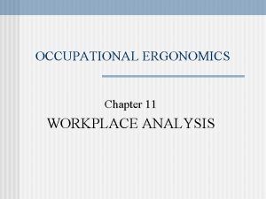 OCCUPATIONAL ERGONOMICS Chapter 11 WORKPLACE ANALYSIS WORKPLACE ANALYSIS